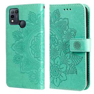 7-petal Flowers Embossing Pattern Horizontal Flip PU Leather Case with Holder & Card Slots & Wallet & Photo Frame For Infinix Smart 5 / Hot 10 Lite / X657(Green)