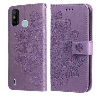 7-petal Flowers Embossing Pattern Horizontal Flip PU Leather Case with Holder & Card Slots & Wallet & Photo Frame For Tecno Spark 6 Go(Light Purple)