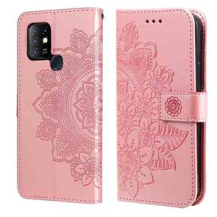 7-petal Flowers Embossing Pattern Horizontal Flip PU Leather Case with Holder & Card Slots & Wallet & Photo Frame For Infinix Hot 10(Rose Gold)