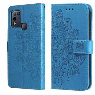 7-petal Flowers Embossing Pattern Horizontal Flip PU Leather Case with Holder & Card Slots & Wallet & Photo Frame For Infinix Hot 10 Play(Blue)