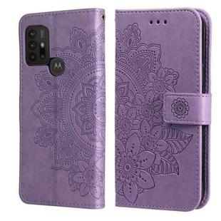 7-petal Flowers Embossing Pattern Horizontal Flip PU Leather Case with Holder & Card Slots & Wallet & Photo Frame For Motorola Moto G30 / G10 / G10 Power / G20(Light Purple)