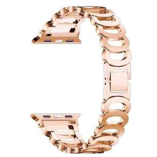 C-type Diamond Steel Watch Band For Apple Watch Ultra 49mm / Series 8&7 45mm / SE 2&6&SE&5&4 44mm / 3&2&1 42mm(Rose Gold)