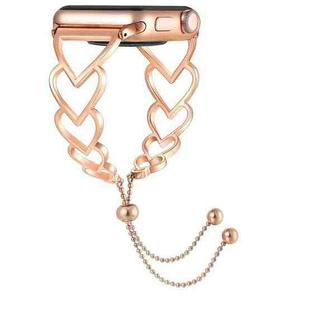 Heart Metal Watch Band For Apple Watch Series 8&7 41mm / SE 2&6&SE&5&4 40mm / 3&2&1 38mm(Rose Gold)