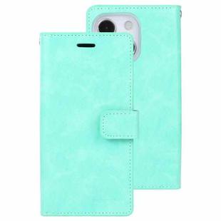 For iPhone 13 GOOSPERY MANSOOR Crazy Horse Texture Horizontal Flip Leather Case with Holder & Card Slots & Wallet(Mint Green)