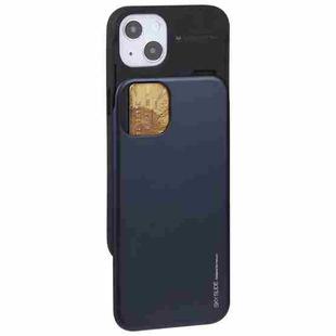 For iPhone 13 GOOSPERY SKY SLIDE BUMPER TPU + PC Sliding Back Cover Protective Case with Card Slot(Dark Blue)
