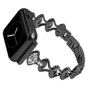 Sector Shape Diamond Metal Watch Band For Apple Watch Series 8&7 41mm / SE 2&6&SE&5&4 40mm / 3&2&1 38mm(Black)