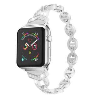 Diamond Stainless Steel Watch Band For Apple Watch Ultra 49mm / Series 8&7 45mm / SE 2&6&SE&5&4 44mm / 3&2&1 42mm(Silver)