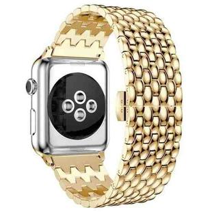 Dragon-scale Texture Metal Watch Band For Apple Watch Series 8&7 41mm / SE 2&6&SE&5&4 40mm / 3&2&1 38mm(Gold)