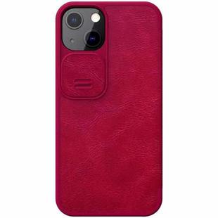 NILLKIN QIN Series Pro Sliding Camera Cover Design Crazy Horse Texture Horizontal Flip Leather Case with Card Slot For iPhone 13(Red)