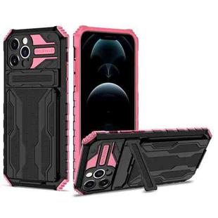 For iPhone 12 Pro Kickstand Armor Card Wallet Phone Case(Pink)