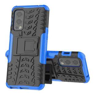 For OnePlus Nord 2 5G Tire Texture Shockproof TPU+PC Protective Case with Holder(Blue)