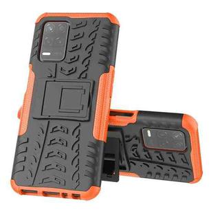 For OPPO Realme V13 5G Tire Texture Shockproof TPU+PC Protective Case with Holder(Orange)