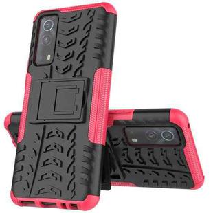 For Vivo iQOO Z3 Tire Texture Shockproof TPU+PC Protective Case with Holder(Pink)