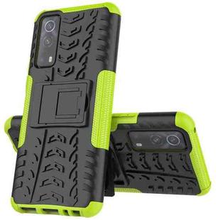 For Vivo iQOO Z3 Tire Texture Shockproof TPU+PC Protective Case with Holder(Green)