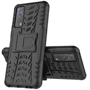 For Vivo iQOO Z3 Tire Texture Shockproof TPU+PC Protective Case with Holder(Black)