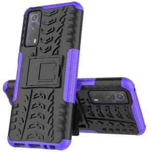 For Vivo iQOO Z3 Tire Texture Shockproof TPU+PC Protective Case with Holder(Purple)