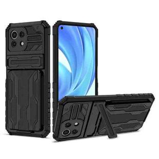 For Xiaomi Mi 11 Lite Armor Card PC + TPU Shockproof Case with Card Slot & Invisible Holder(Black)