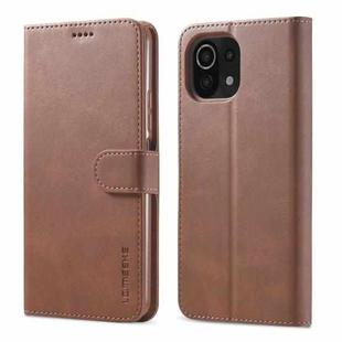For Xiaomi Mi 11 LC.IMEEKE Calf Texture Horizontal Flip Leather Case with Holder & Card Slots & Wallet(Brown)