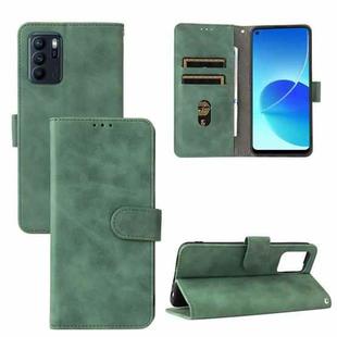 For OPPO Reno 6Z Solid Color Skin Feel Magnetic Buckle Horizontal Flip Calf Texture PU Leather Case with Holder & Card Slots & Wallet(Green)