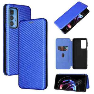 For Motorola Edge 20 Pro Carbon Fiber Texture Horizontal Flip TPU + PC + PU Leather Case with Card Slot(Blue)