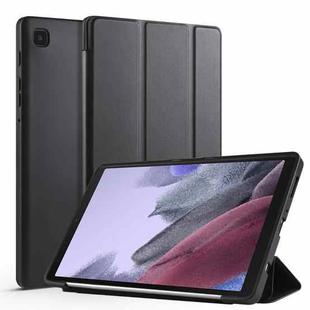 For Samsung Galaxy Tab A7 Lite T225 3-folding Horizontal Flip Honeycomb TPU Shockproof + PU Leather Case with Holder(Black)