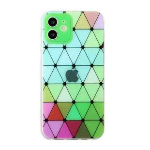 For iPhone 11 Hollow Diamond-shaped Squares Pattern TPU Precise Hole Phone Protective Case (Green)