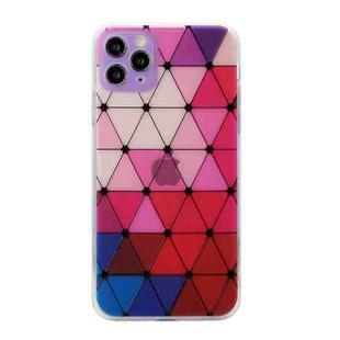 For iPhone 11 Pro Hollow Diamond-shaped Squares Pattern TPU Precise Hole Phone Protective Case (Purple)