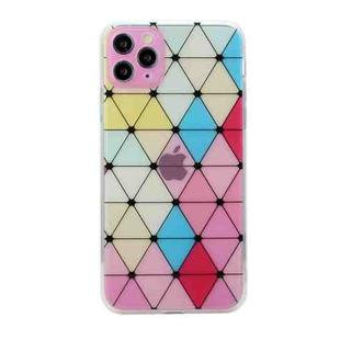 For iPhone 11 Pro Max Hollow Diamond-shaped Squares Pattern TPU Precise Hole Phone Protective Case (Pink)