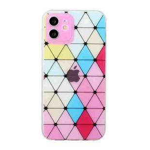 For iPhone 12 mini Hollow Diamond-shaped Squares Pattern TPU Precise Hole Phone Protective Case (Pink)