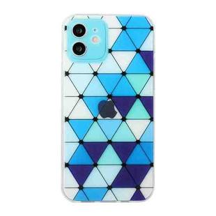 For iPhone 12 mini Hollow Diamond-shaped Squares Pattern TPU Precise Hole Phone Protective Case (Blue)