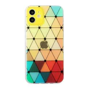 For iPhone 12 Hollow Diamond-shaped Squares Pattern TPU Precise Hole Phone Protective Case(Yellow)