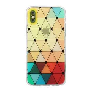 For iPhone X / XS Hollow Diamond-shaped Squares Pattern TPU Precise Hole Phone Protective Case(Yellow)