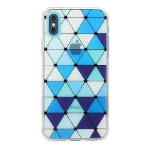 For iPhone X / XS Hollow Diamond-shaped Squares Pattern TPU Precise Hole Phone Protective Case(Blue)