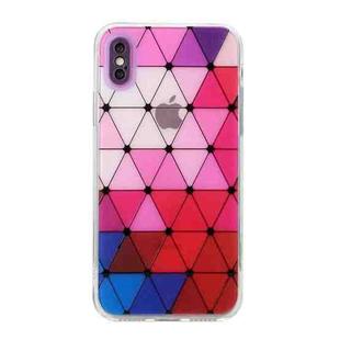 For iPhone X / XS Hollow Diamond-shaped Squares Pattern TPU Precise Hole Phone Protective Case(Purple)