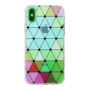 For iPhone X / XS Hollow Diamond-shaped Squares Pattern TPU Precise Hole Phone Protective Case(Green)