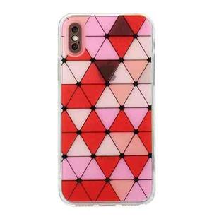For iPhone X / XS Hollow Diamond-shaped Squares Pattern TPU Precise Hole Phone Protective Case(Red)