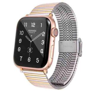 Multi-baht Steel Watch Band For Apple Watch Series 8&7 41mm / SE 2&6&SE&5&4 40mm / 3&2&1 38mm(Steel Between Gold)