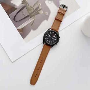 22mm For Huawei Smart Watch Plain Weave Leather Watch Band(Brown)