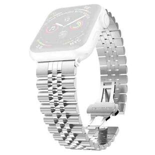 Women Five Beads Stainless Steel Watch Band Width: 20mm For Apple Watch Ultra 49mm / Series 8&7 45mm / SE 2&6&SE&5&4 44mm / 3&2&1 42mm(Silver)