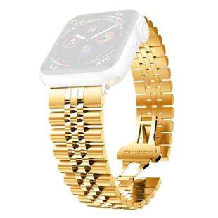 Women Five Beads Stainless Steel Watch Band Width: 20mm For Apple Watch Ultra 49mm / Series 8&7 45mm / SE 2&6&SE&5&4 44mm / 3&2&1 42mm(Gold)