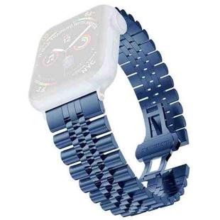 Women Five Beads Stainless Steel Watch Band Width: 20mm For Apple Watch Ultra 49mm / Series 8&7 45mm / SE 2&6&SE&5&4 44mm / 3&2&1 42mm(Blue)