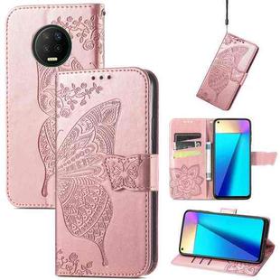 Butterfly Love Flowers Embossed Horizontal Flip Leather Case with Holder & Card Slots & Wallet & Lanyard For Infinix Note 7(Rose Gold)