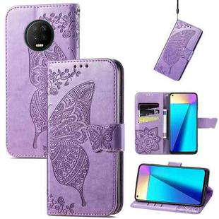 Butterfly Love Flowers Embossed Horizontal Flip Leather Case with Holder & Card Slots & Wallet & Lanyard For Infinix Note 7(Light Purple)