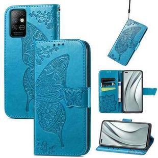 Butterfly Love Flowers Embossed Horizontal Flip Leather Case with Holder & Card Slots & Wallet & Lanyard For Infinix Note 8(Blue)