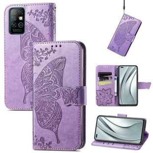 Butterfly Love Flowers Embossed Horizontal Flip Leather Case with Holder & Card Slots & Wallet & Lanyard For Infinix Note 8(Light Purple)