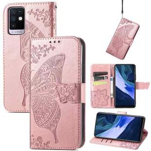 Butterfly Love Flowers Embossed Horizontal Flip Leather Case with Holder & Card Slots & Wallet & Lanyard For Infinix Note 10(Rose Gold)