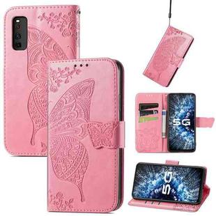 Butterfly Love Flowers Embossed Horizontal Flip Leather Case with Holder & Card Slots & Wallet & Lanyard For vivo IQOO Neo 3(Pink)