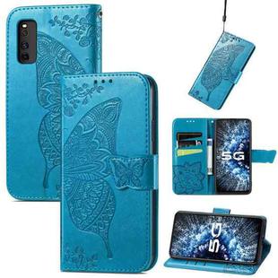 Butterfly Love Flowers Embossed Horizontal Flip Leather Case with Holder & Card Slots & Wallet & Lanyard For vivo IQOO Neo 3(Blue)