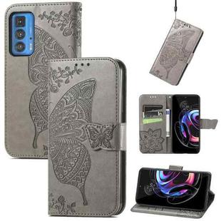 Butterfly Love Flowers Embossed Horizontal Flip Leather Case with Holder & Card Slots & Wallet & Lanyard For Motorola Edge 20 Pro(Gray)