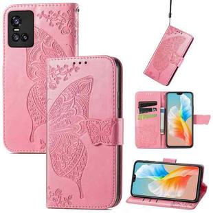 Butterfly Love Flowers Embossed Horizontal Flip Leather Case with Holder & Card Slots & Wallet & Lanyard For vivo S10 / S10 Pro(Pink)